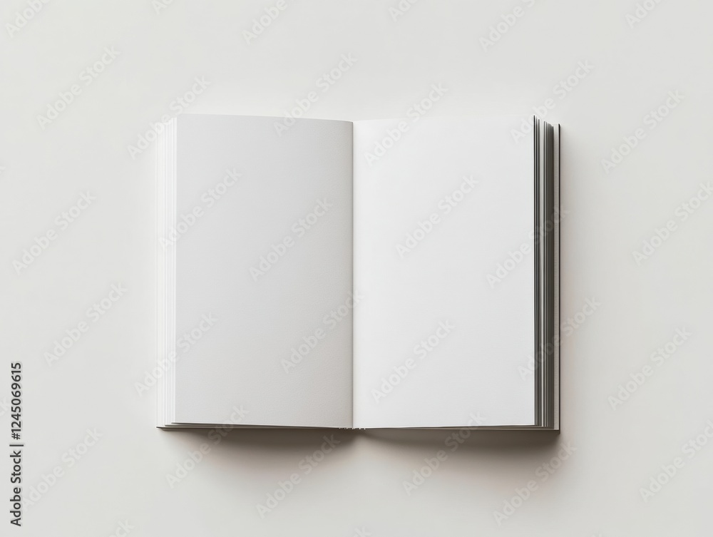 Poster open book with blank pages on white background ideal for mockups and design templates utilization