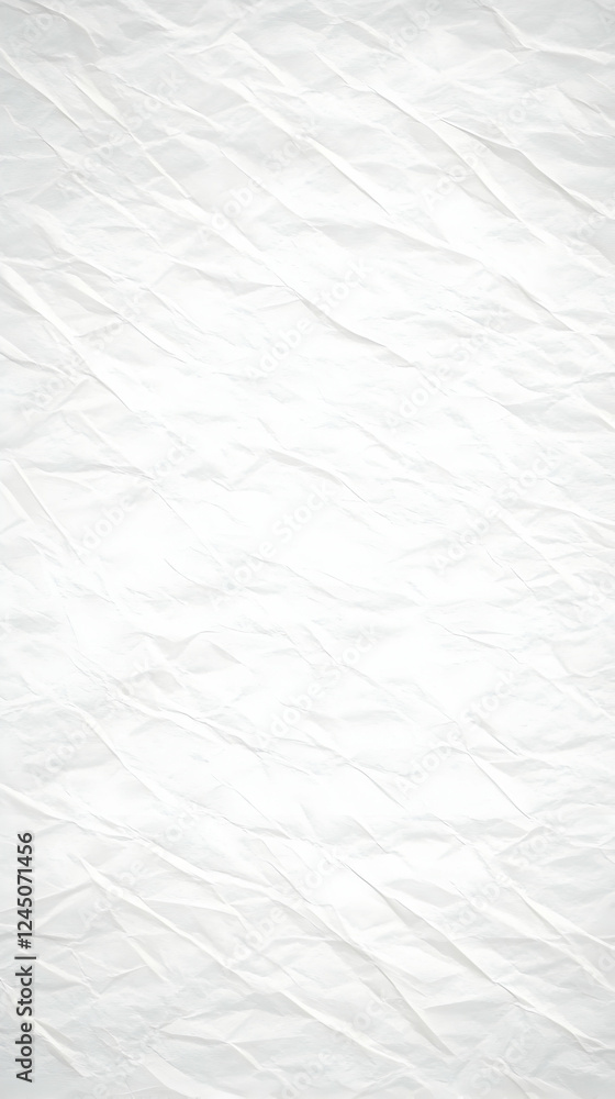 Poster crumpled white paper texture displays wrinkles and folds, creating a textured surface.