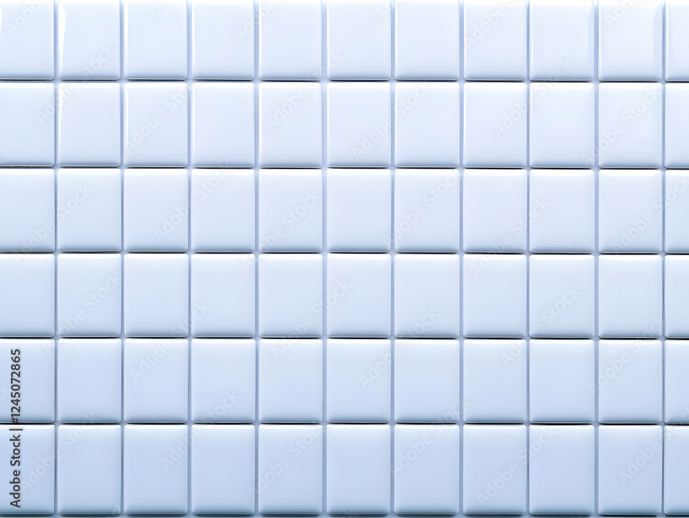 Poster white square ceramic tiles form a seamless and geometric pattern, creating a clean backdrop.