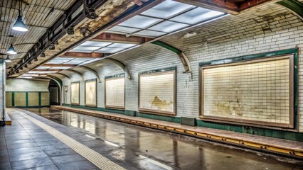 Obraz premium Abandoned advertising space in Paris metro station , urban decay