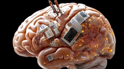 biodigital brain: ai & neural network concept - ai and machine lear.