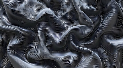 Abstract close-up of flowing gray fabric with intricate texture and soft folds, suitable for backgrounds