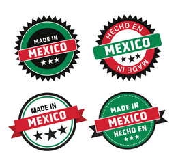 Made in mexico symbol red emblem label sticker