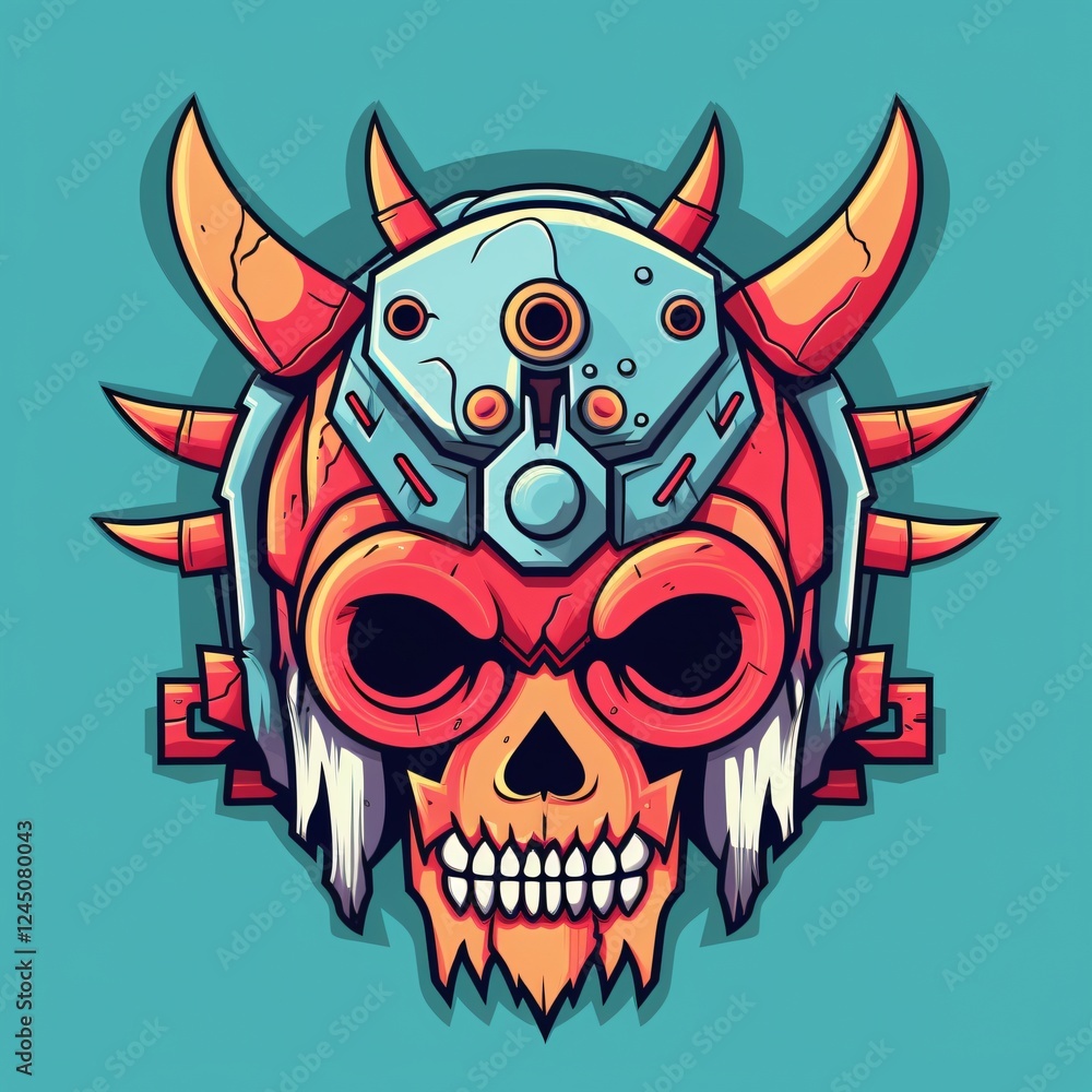 Aufkleber intricate skull design with futuristic elements and vibrant colors captured during a digital art ses