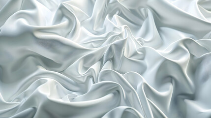 Obraz premium Smooth, flowing white satin fabric draped elegantly, creating soft waves and shadows