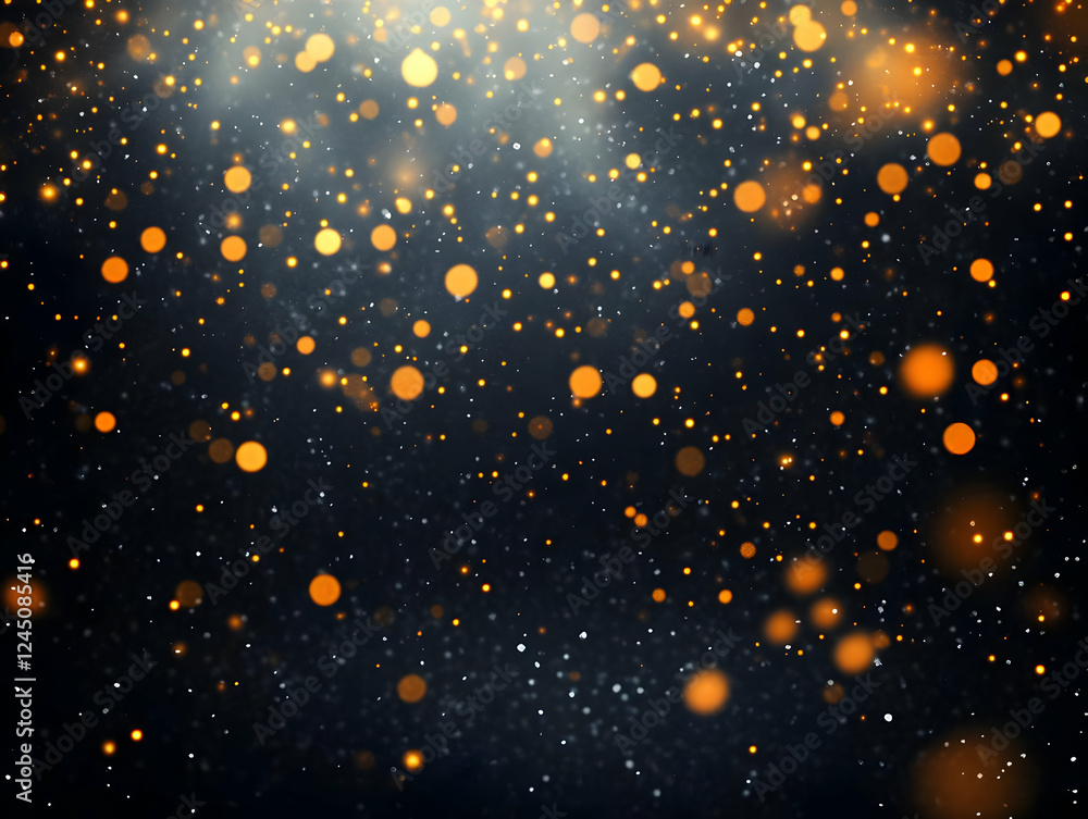 Aufkleber abstract background with golden glittering particles elegantly floating downward in a magical settin
