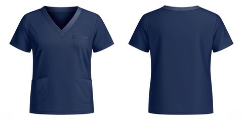 Navy blue nurse scrubs top with short sleeves mockup on background clipart, Nurse Clothing