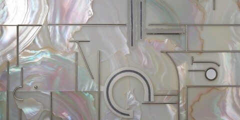 Iridescent Pearl Inlay with Silver Geometric Design Abstract Elegant Background