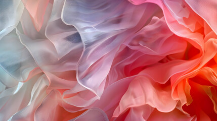 Fototapeta premium Soft, flowing fabric in shades of pink and white, creating a dreamy, abstract background