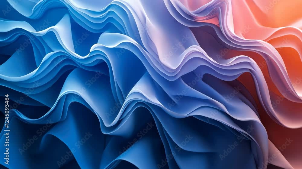 Poster dynamic flowing abstract waves in vivid colors transitioning smoothly across frames