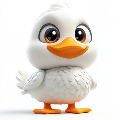 Fototapeta premium Adorable Cartoon Duck Character with Bright Orange Beak and Eyes