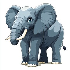 Obraz premium Playful Cartoon Elephant Character on a Blank White Background