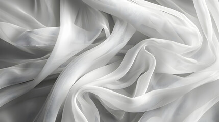 Obraz premium Soft, flowing white fabric draped elegantly, creating a serene backdrop with subtle shadows