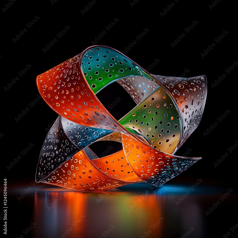 Poster abstract holographic neon fluid wave art 3d render colorful intertwined design element