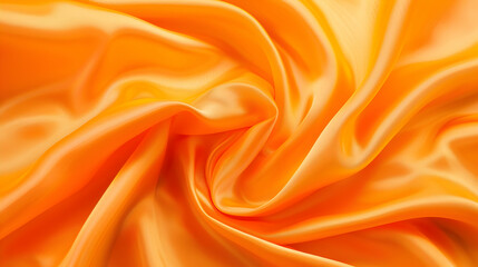 Fototapeta premium Vibrant orange satin fabric elegantly draped, showcasing smooth texture and rich color depth