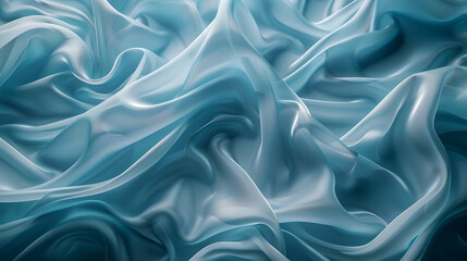 Fototapeta premium Abstract representation of flowing fabric in shades of blue, creating a serene and calming atmosphere