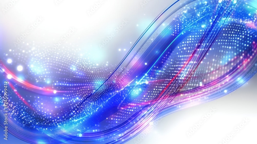 Aufkleber a vibrant abstract design featuring flowing lines and colorful light particles against a soft backgr