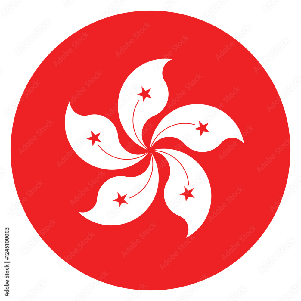Poster hong kong flag. hong kong circle flag logo icon computer vector illustration design