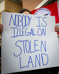 Signs at a protest against the deportation of Immigrants