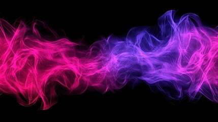 A vibrant swirl of pink and purple smoke against a black background, creating a dynamic and ethereal visual effect.