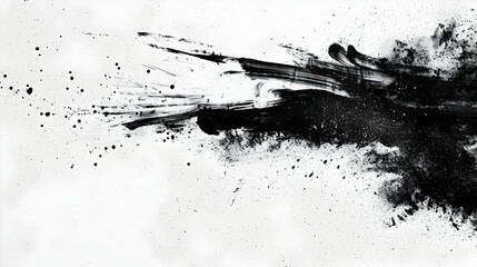 Obraz premium Abstract black and white paint splash creating dynamic motion on a canvas background