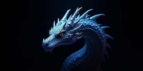 Majestic Blue Dragon: A 3D Render of a Mythical Creature
