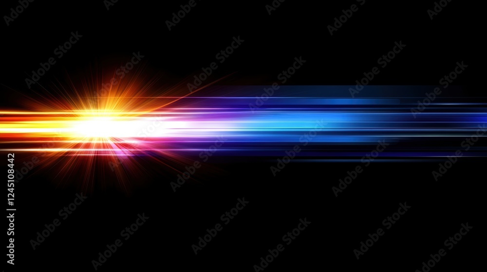 Poster a vibrant burst of light rays in various colors, creating a dynamic and energetic visual effect agai