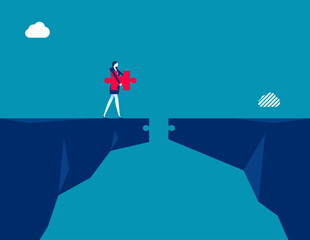Business with bridging the gap. Business puzzle vector flat style