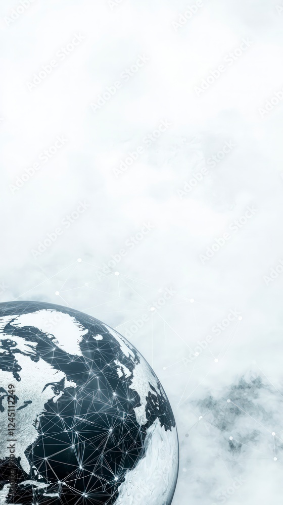 Poster global network blockchain technology futuristic hud cryptocurrency fintech digital gl
