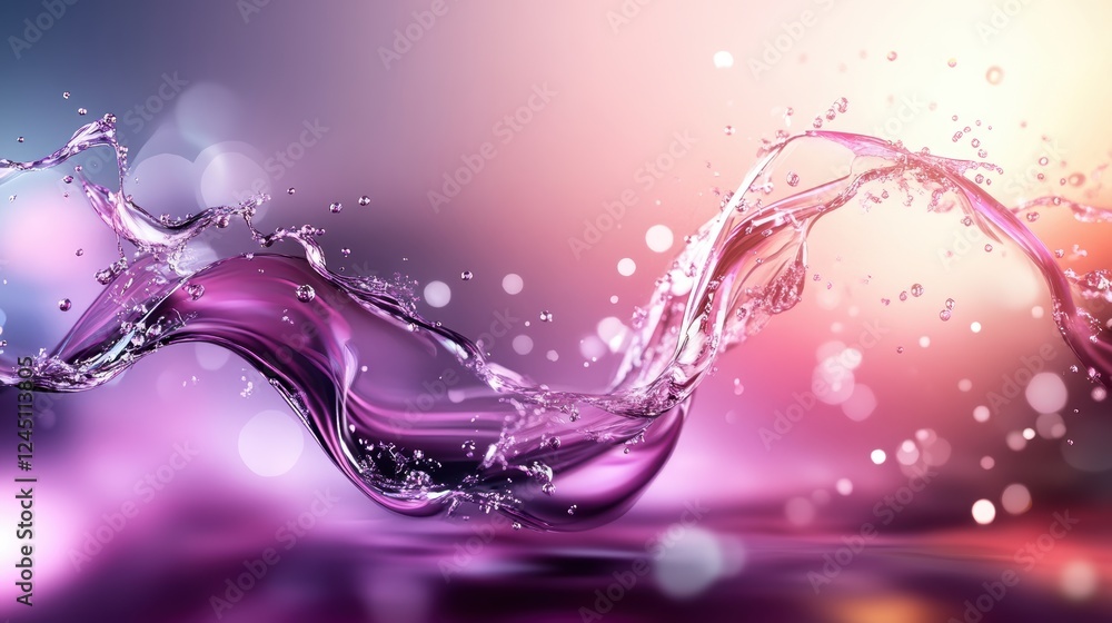 Poster pink and blue background with water splashing in an abstract design for creative projects