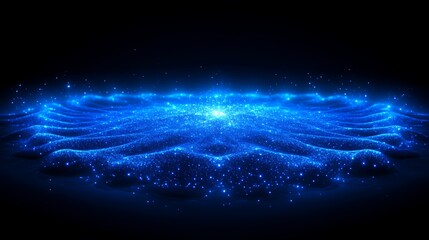 Abstract Blue Glowing Particle Wave Field