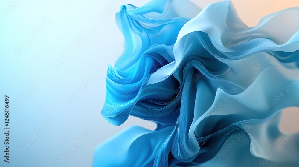 Poster abstract blue and white background design with smooth flowing patterns and gradients for creative pr