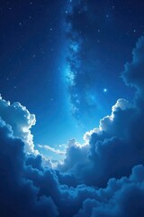 Naklejka premium Blue atmosphere filled with starlight and wispy clouds, dreamy, atmosphere
