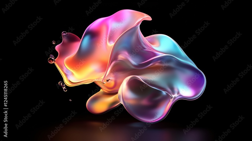 Aufkleber colorful liquid in motion creating vibrant patterns and textures with reflections and bubbles on a s