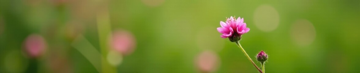 Obraz premium delicate sprig of Ononis Arvensis with pink flowers, flower, wildflower, field restharrow