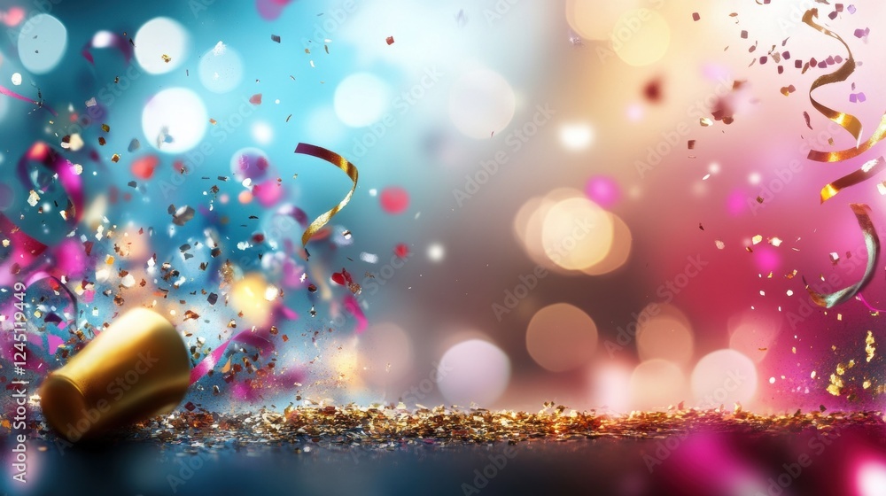 Poster vibrant colorful background featuring various conical shapes in a creative abstract composition