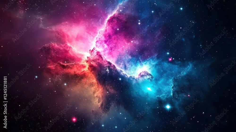 Poster colorful nebula space wallpaper with vibrant colors and abstract patterns in deep space background