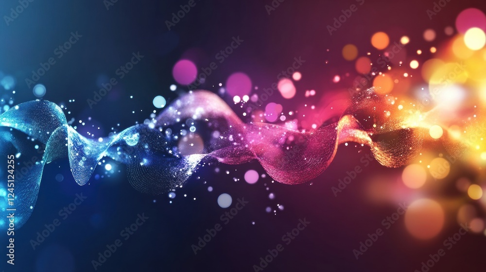 Poster colorful abstract background featuring repeated dna strand patterns in various vibrant colors