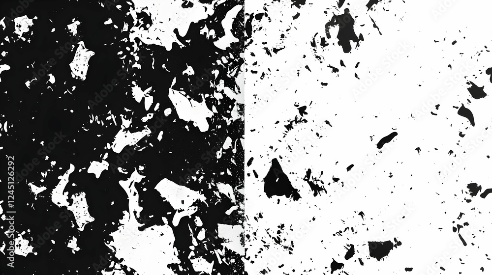 Poster Abstract black and white texture showcasing chaotic patterns with contrasting elements
