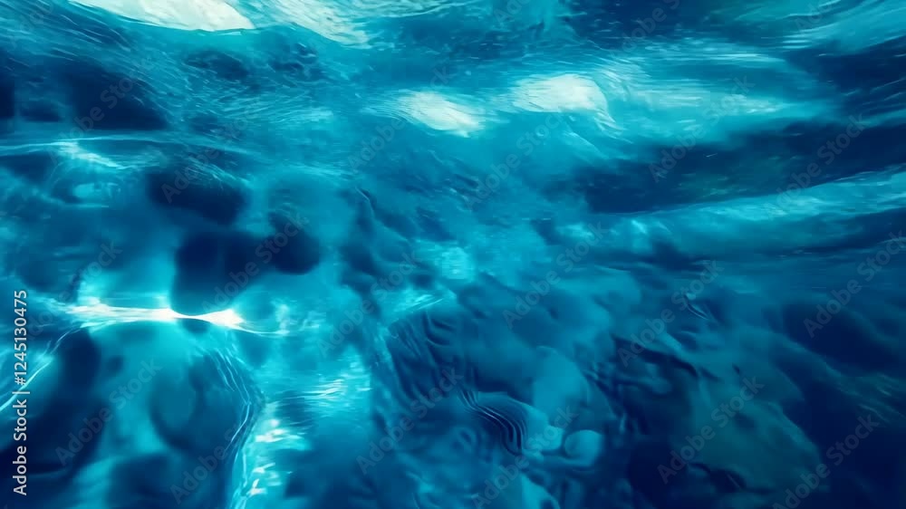 Poster mesmerizing ocean waves: dynamic underwater scene with shimmering light patterns