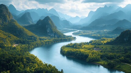 Serene Oasis: Discovering Nature's Unseen Valley with Meandering River