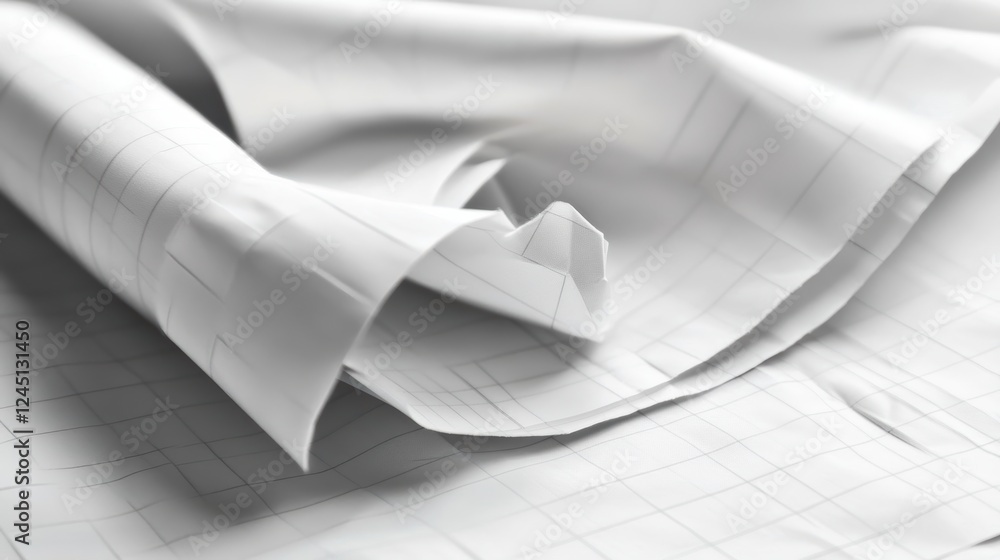 Poster white sheet of paper with another piece of paper placed on top creating a flat lay composition