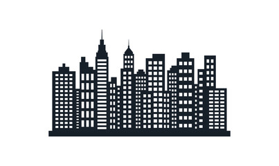 Silhouette of Cityscape Skyscrapers Buildings Landscape Wallpaper in Modern City Town
