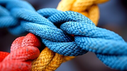 Team rope tied to sturdy node together.