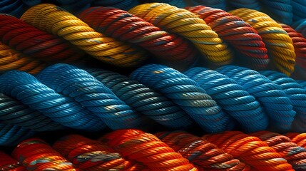 Team rope tied to sturdy node together.