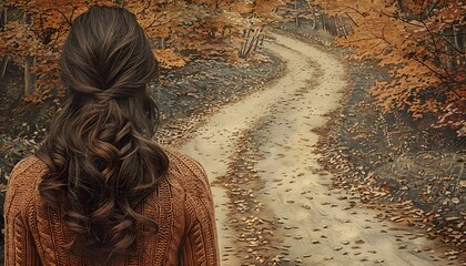 Silhouette of young woman walking home alone at night.