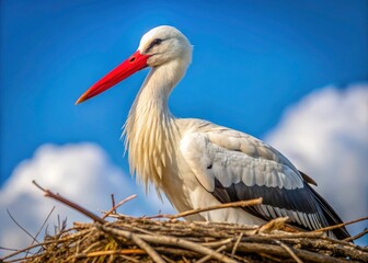 White Stork Bird Photography, High Resolution Wildlife Image, Detailed Stork Closeup,  European Stork, Bird Portrait, Nature Photography, Animal Photo,  Ciconia ciconia