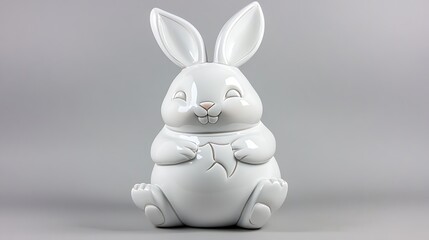 Obraz premium Charming Ceramic Bunny Cookie Jar: A Studio Product Shot AI Generated