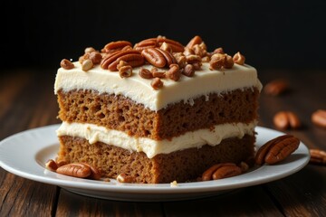 Delicious Pecan Cake Layered with Creamy Frosting