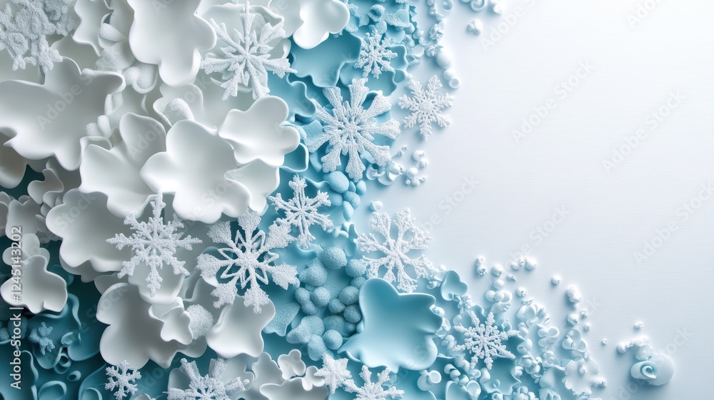 Aufkleber white snowflorer against a blue background creating a simple and striking visual composition